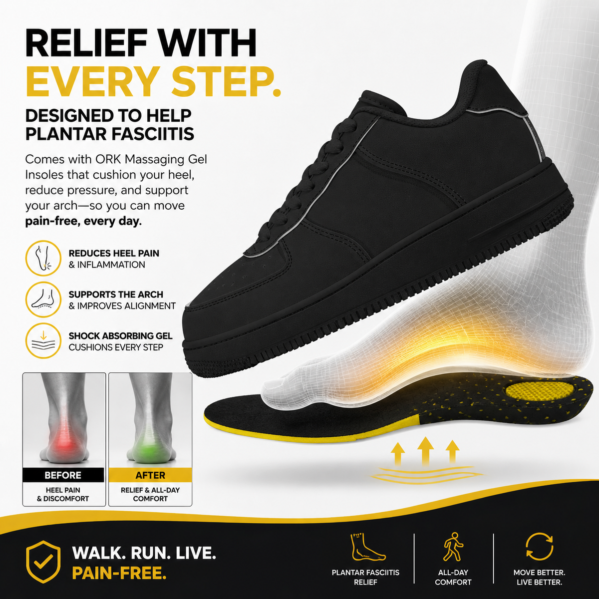 All-Day Comfort Sneakers with Plantar Fasciitis Relief