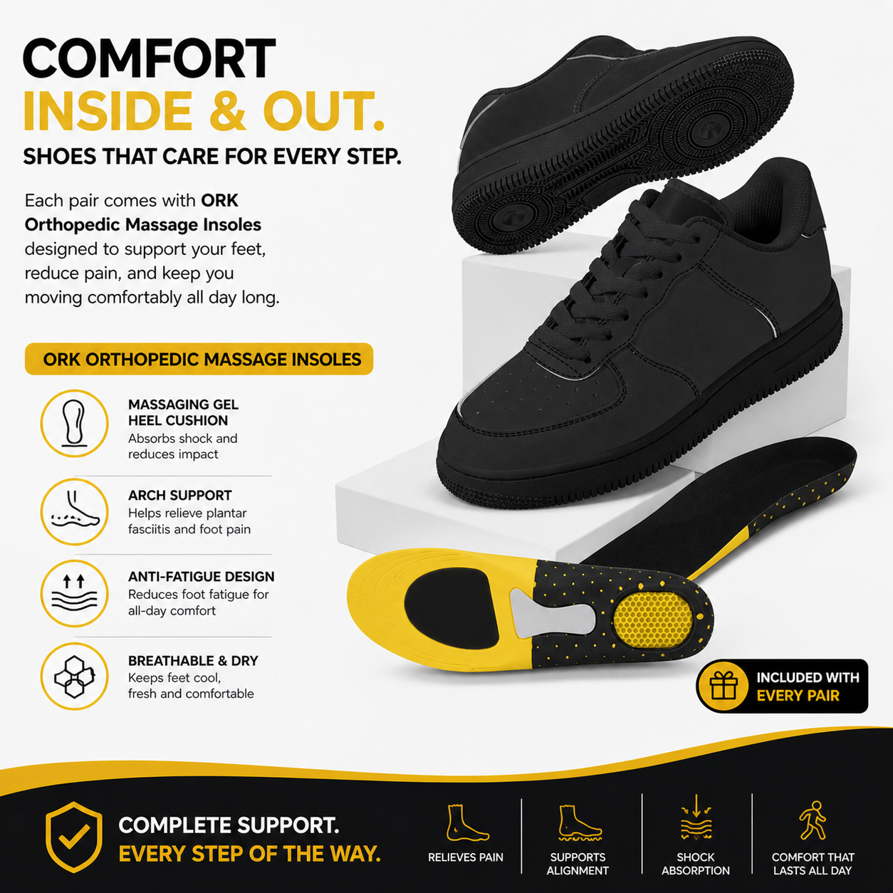 All-Day Comfort Sneakers with Plantar Fasciitis Relief